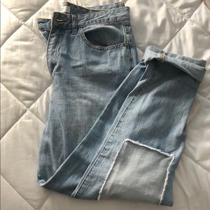 Light blue Mesh knee mom jeans